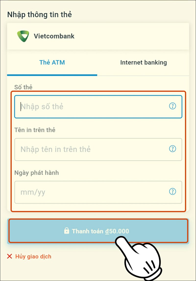 Nhập thông tin và nhấn Thanh toán Nhập thông tin và nhấn Thanh toán