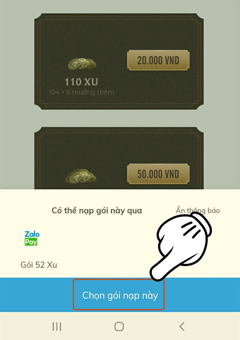 Nhấn vào Chọn gói nạp này Nhấn vào Chọn gói nạp này