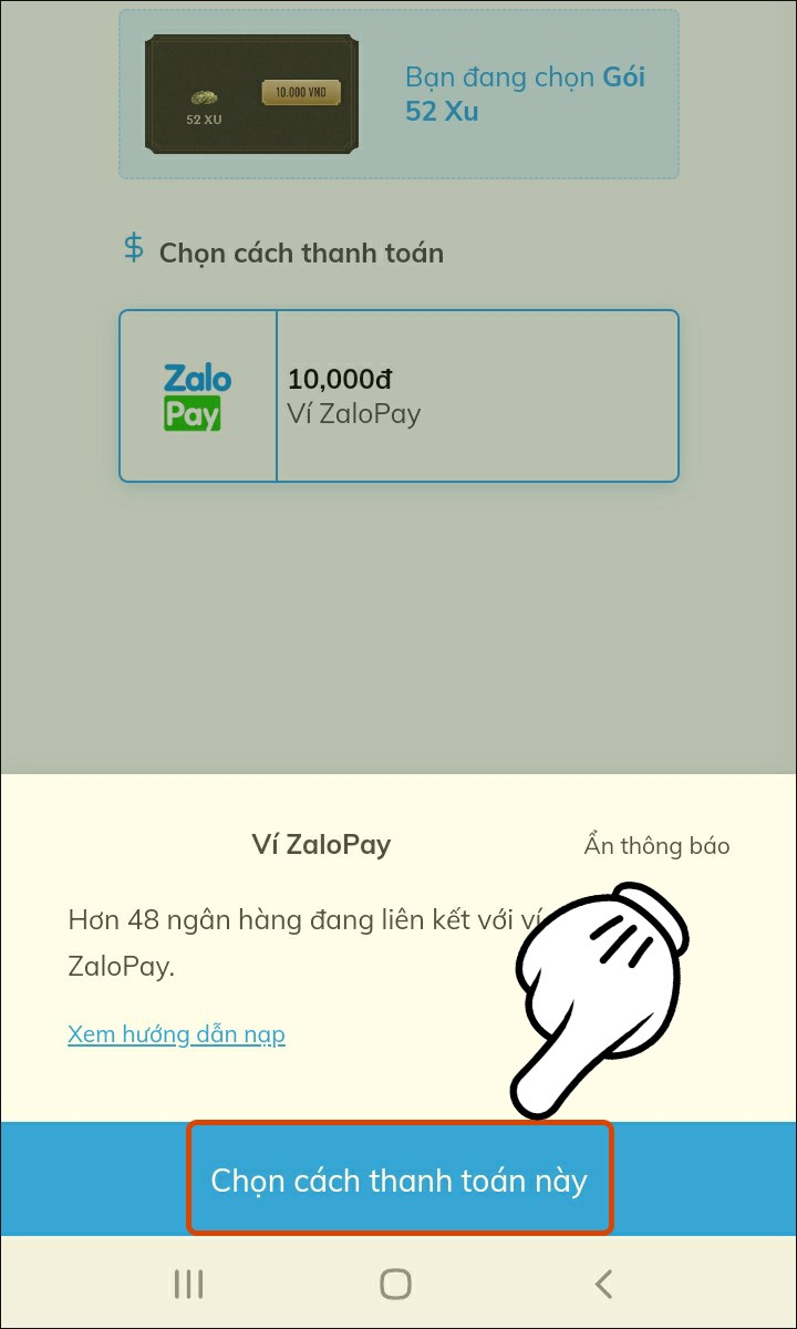 Nhấn vào Chọn cách thanh toán này Nhấn vào Chọn cách thanh toán này