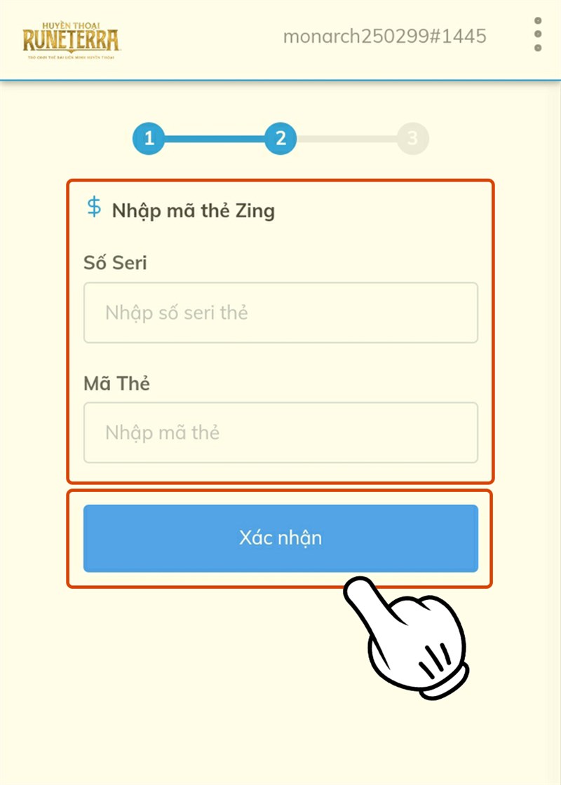Nhập thông tin và nhấn xác nhận Nhập thông tin và nhấn xác nhận