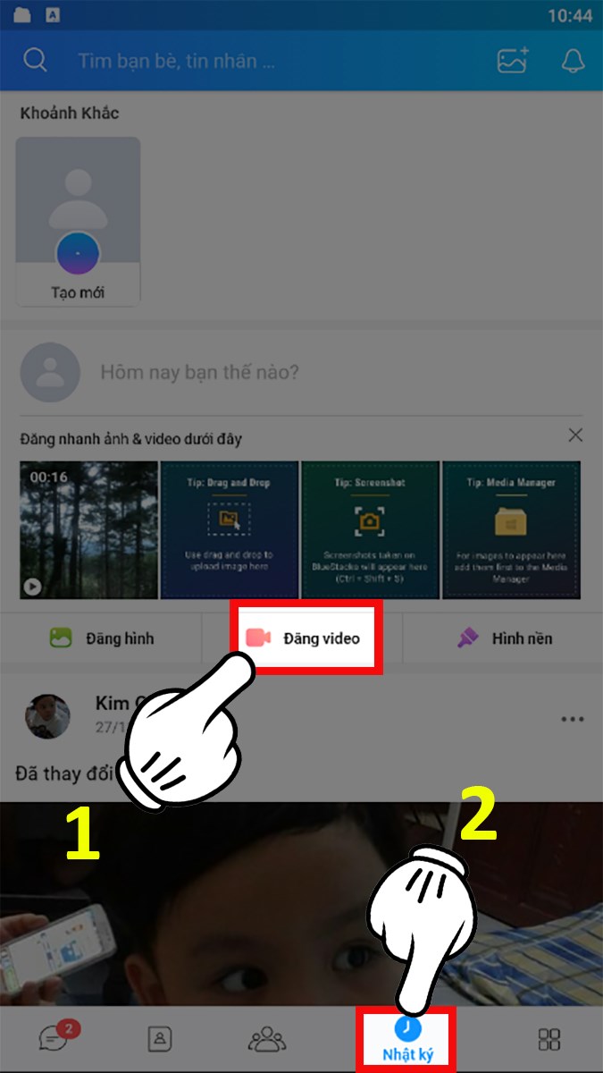 Chọn Nhật ký > Nhấn vào Đăng video. Chọn Nhật ký > Nhấn vào Đăng video.