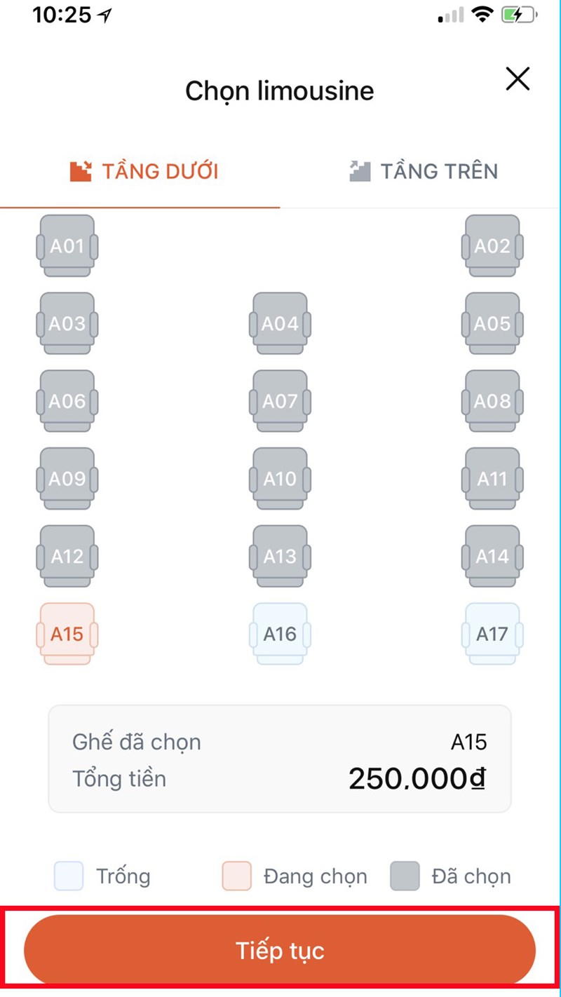 Bạn sẽ chọn chỗ ngồi&nbsp;th&iacute;ch hợp với bạn v&agrave; nhấn tiếp tục