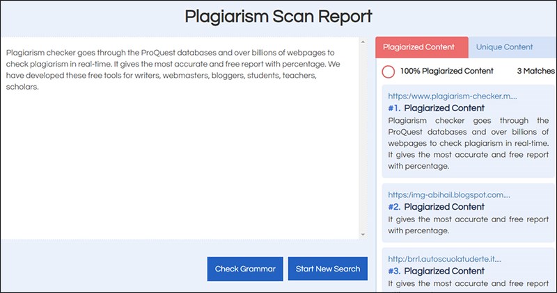 Giao diện trực tuyến của Plagiarism Checker X