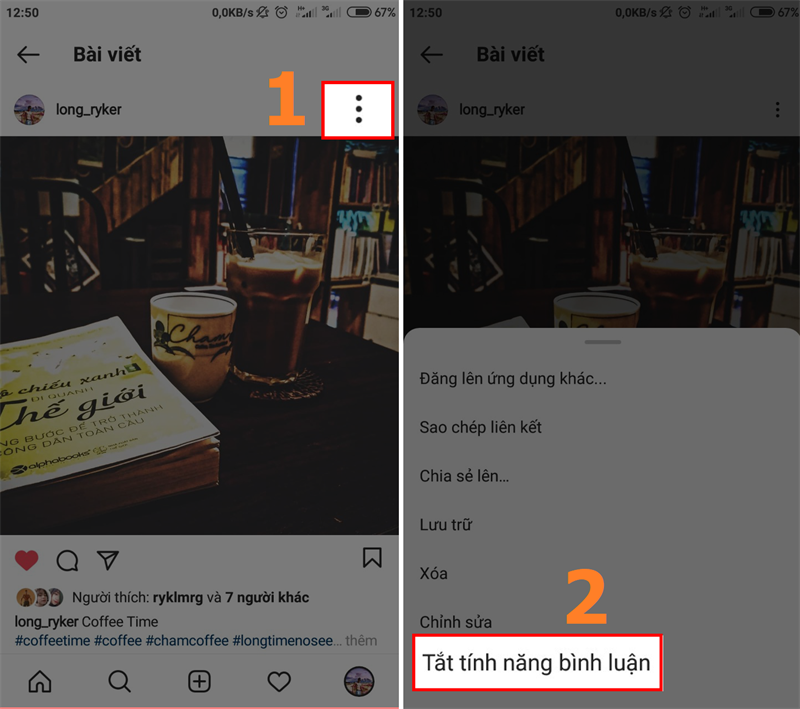 Chọn Tắt t&iacute;nh năng b&igrave;nh luận