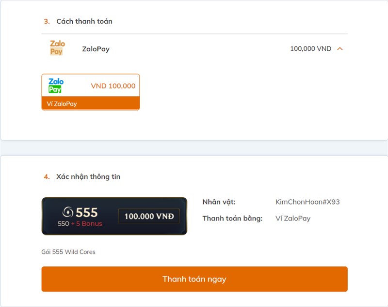 Kiểm tra th&ocirc;ng tin v&agrave; nhấn thanh to&aacute;n ngay