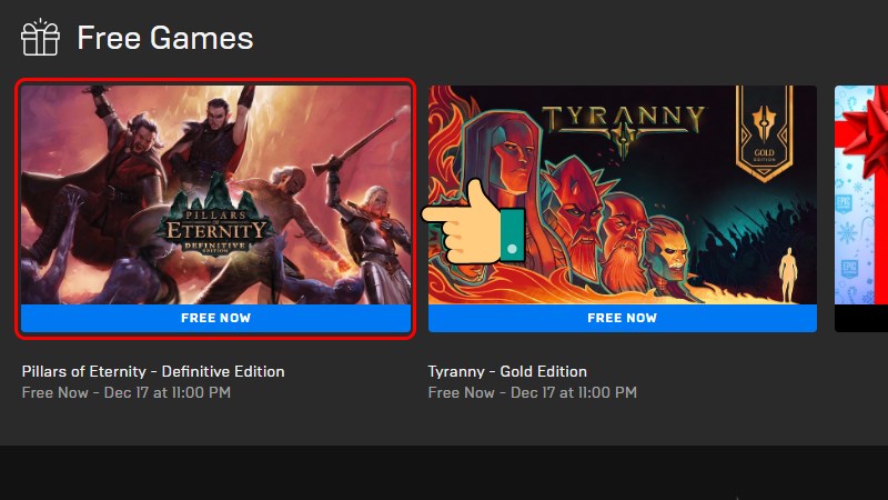 Bấm vào Pillars of Eternity - Definitive Edition ở phần Free Game Bấm vào Pillars of Eternity - Definitive Edition ở phần Free Game