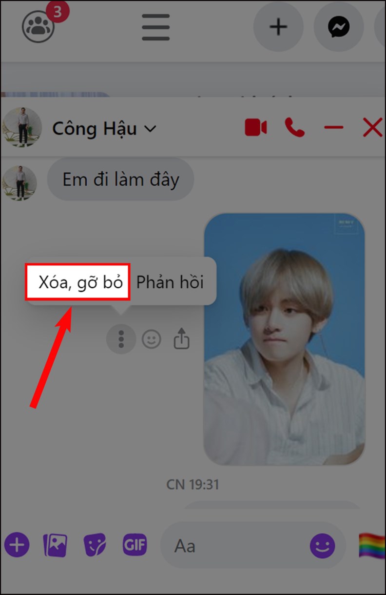 Chọn Xóa,gỡ bỏ.