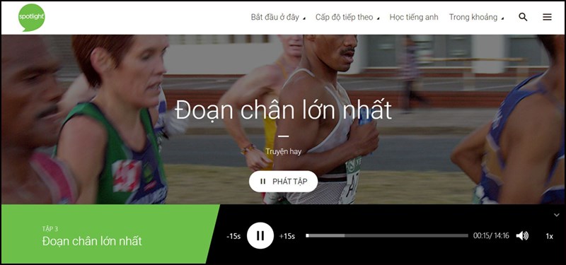 Giao diện trực tuyến của Spotlight English