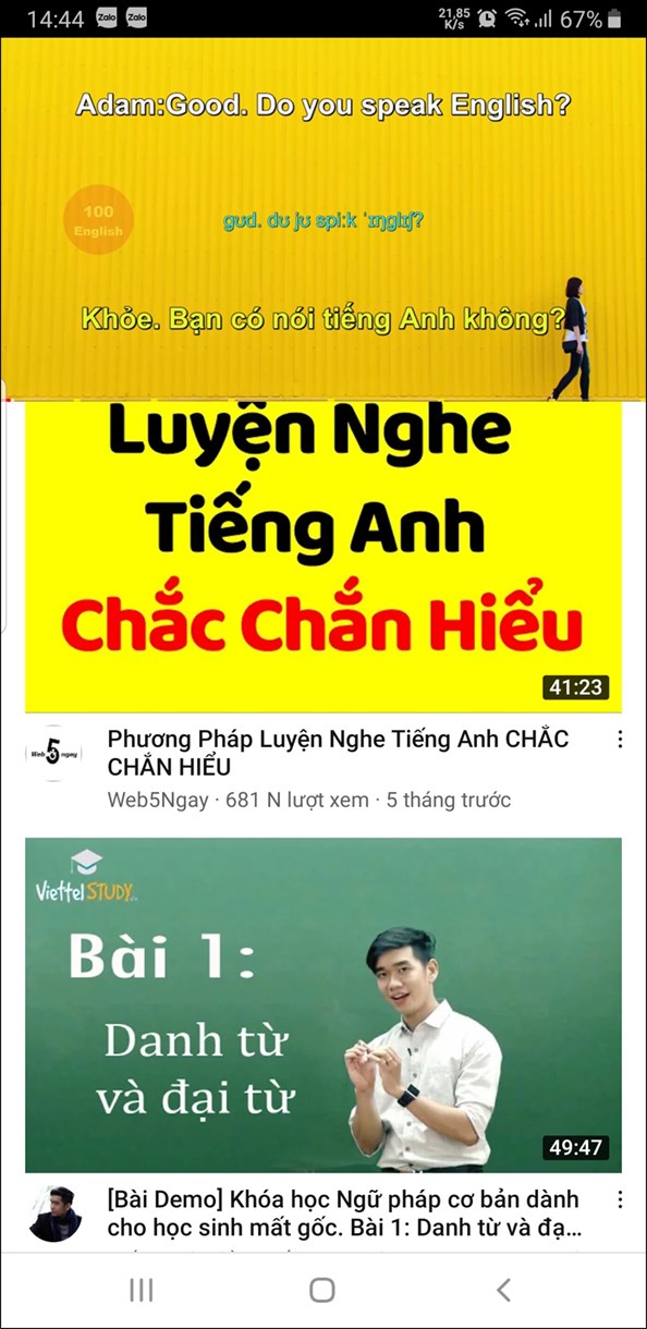 Giao diện của Youtube 