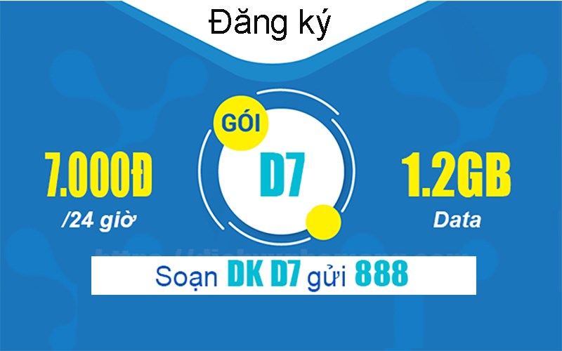 Đăng ký gói cước 7D với 1.2GB/24h giá 7000d