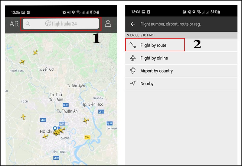 Chọn Flight by route