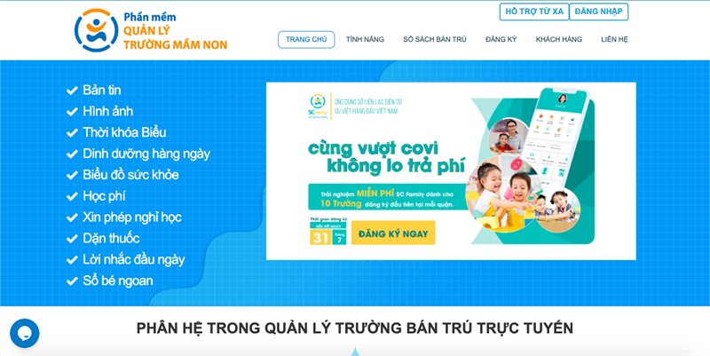 Phần mềm quản lý mầm non sc.edu