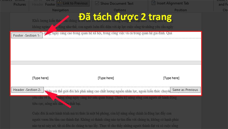 Kiểm tra đã tách được trang