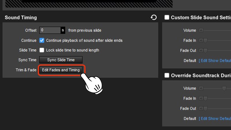Click vào Edit Fades and Timing để chỉnh sửa lại video