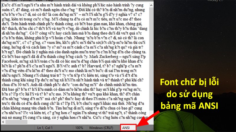 chỉnh font chữ notepad