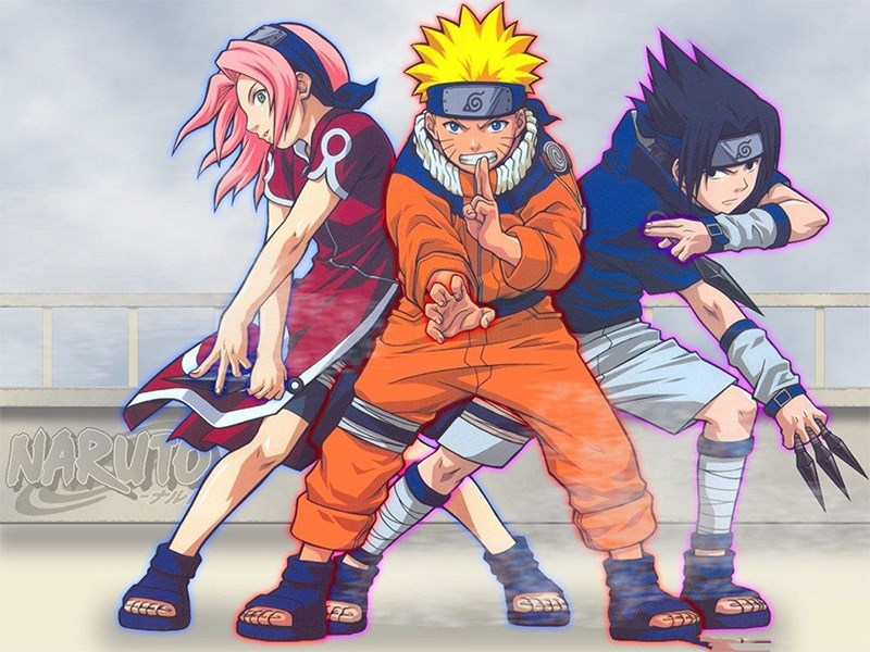 Sakura, Naruto, Sasuke (từ trái qua)