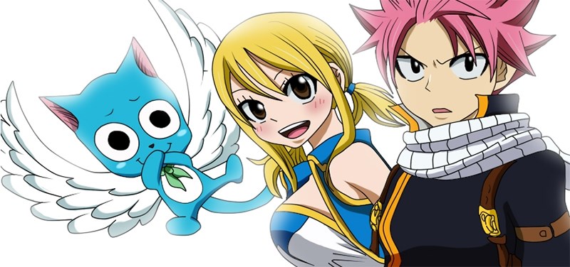 Natsu, Lucy và chú mèo Happy (từ phải qua)