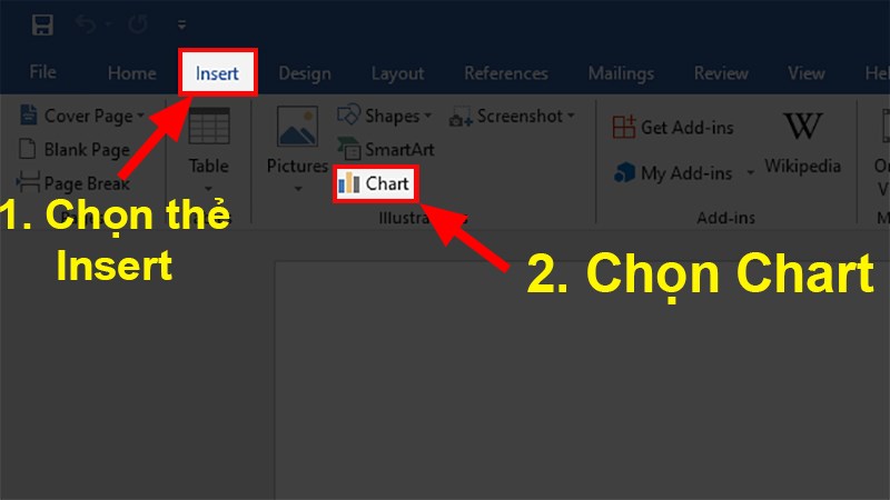 Chọn thẻ Insert > Chart.