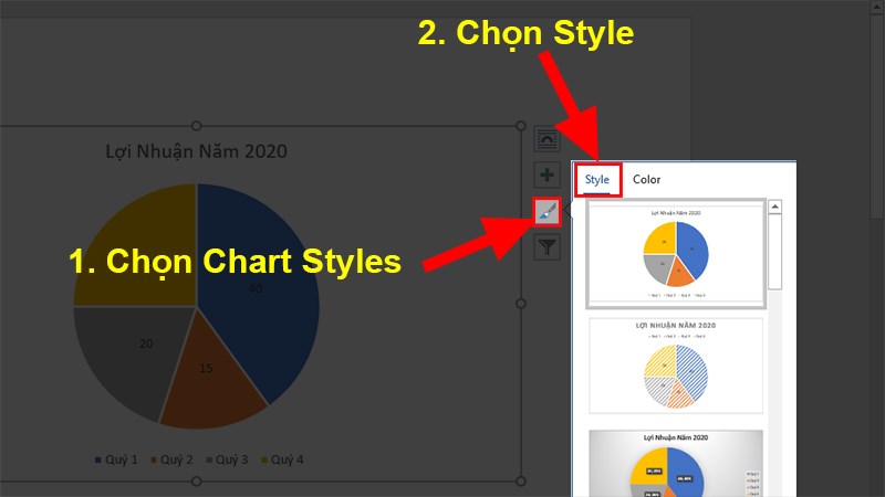 Nhấp vào Char Styles &nbsp;> Chọn Style > Chọn kiểu bạn muốn.