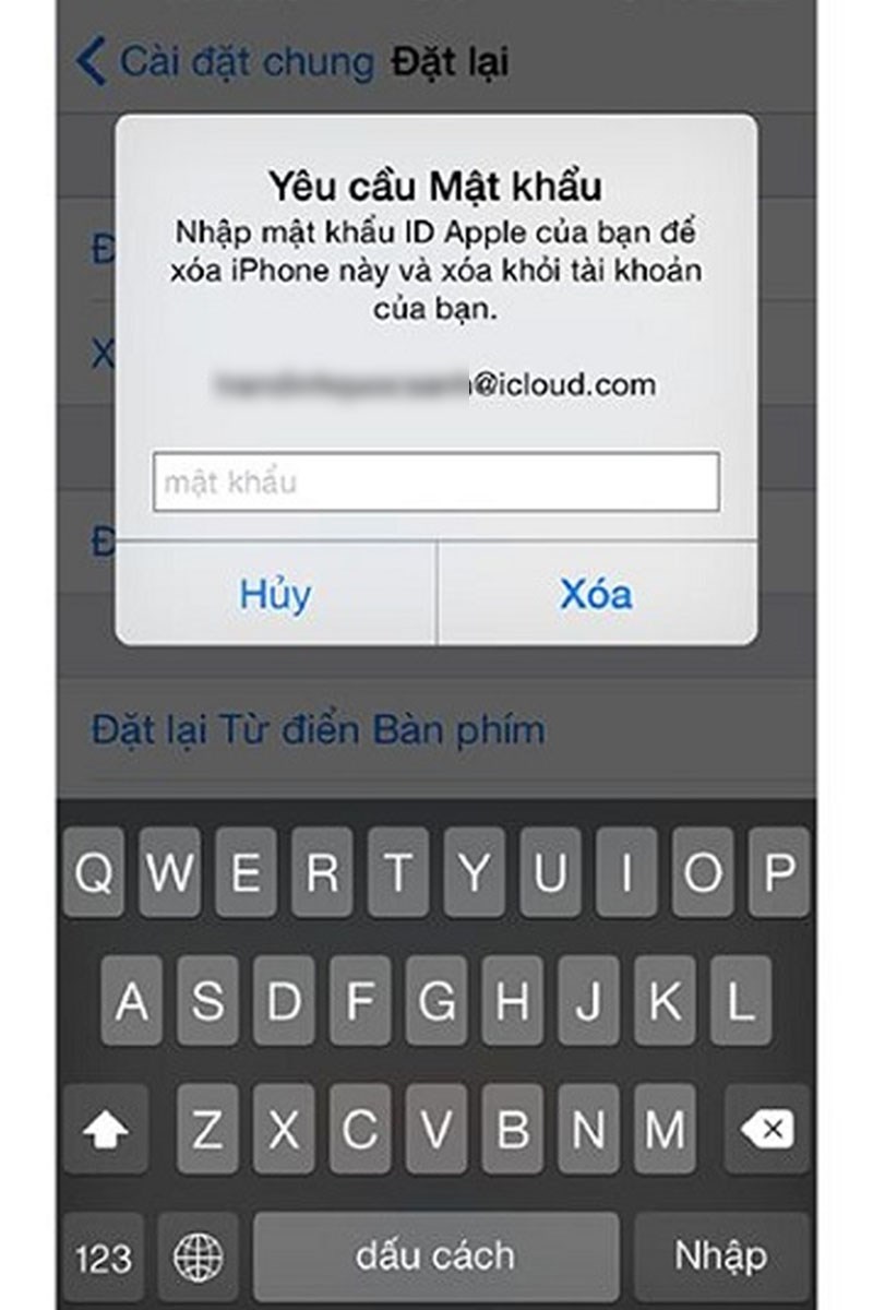 Nhập t&agrave;i khoản để x&aacute;c nhận x&oacute;a