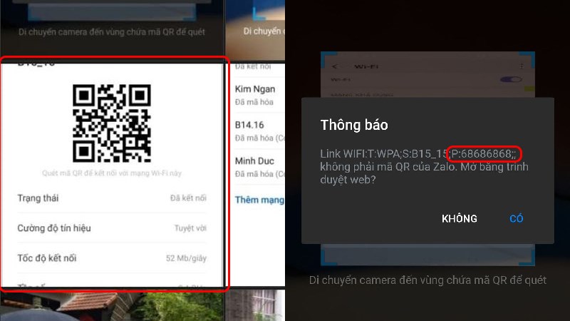 Chọn ảnh chụp mã QR ở bước 1, xem mật khẩu Wifi. 