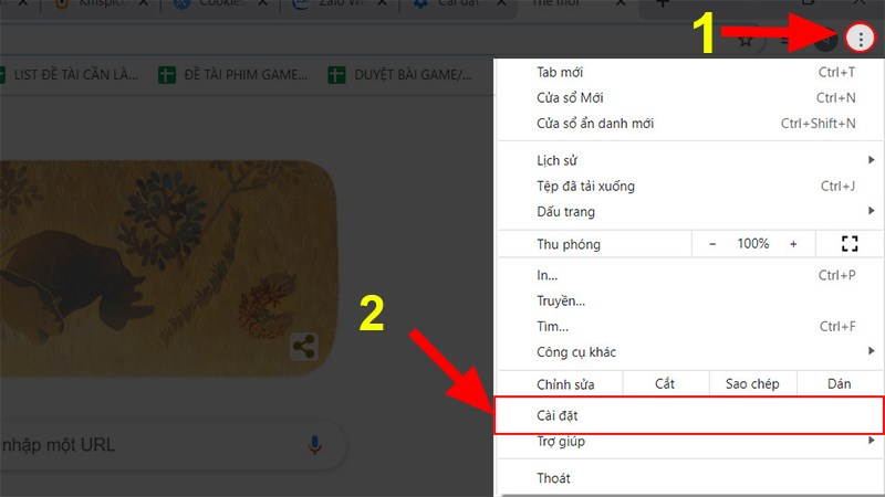 Mở Google Chrome > Nhấn v&agrave;o biểu tượng 3 chấm dọc&nbsp; ở g&oacute;c tr&ecirc;n b&ecirc;n phải > Nhấn v&agrave;o C&agrave;i đặt.