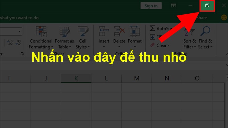 Mở trước 1 file Excel cần mở > Thu nhỏ màn hình file Excel đó lại.