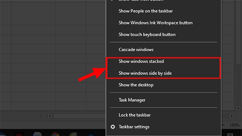 Nhấp chuột phải vào thanh Taskbar > Ở mục thứ 3 của hộp thoại hiện lên bạn chọn 1 trong 2 kiểu