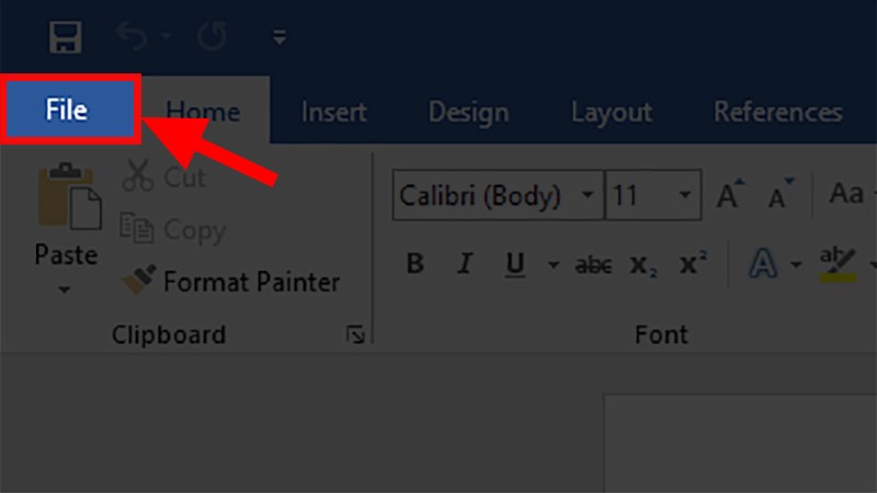 Sau khi đã mở file Word bạn mở thẻ File