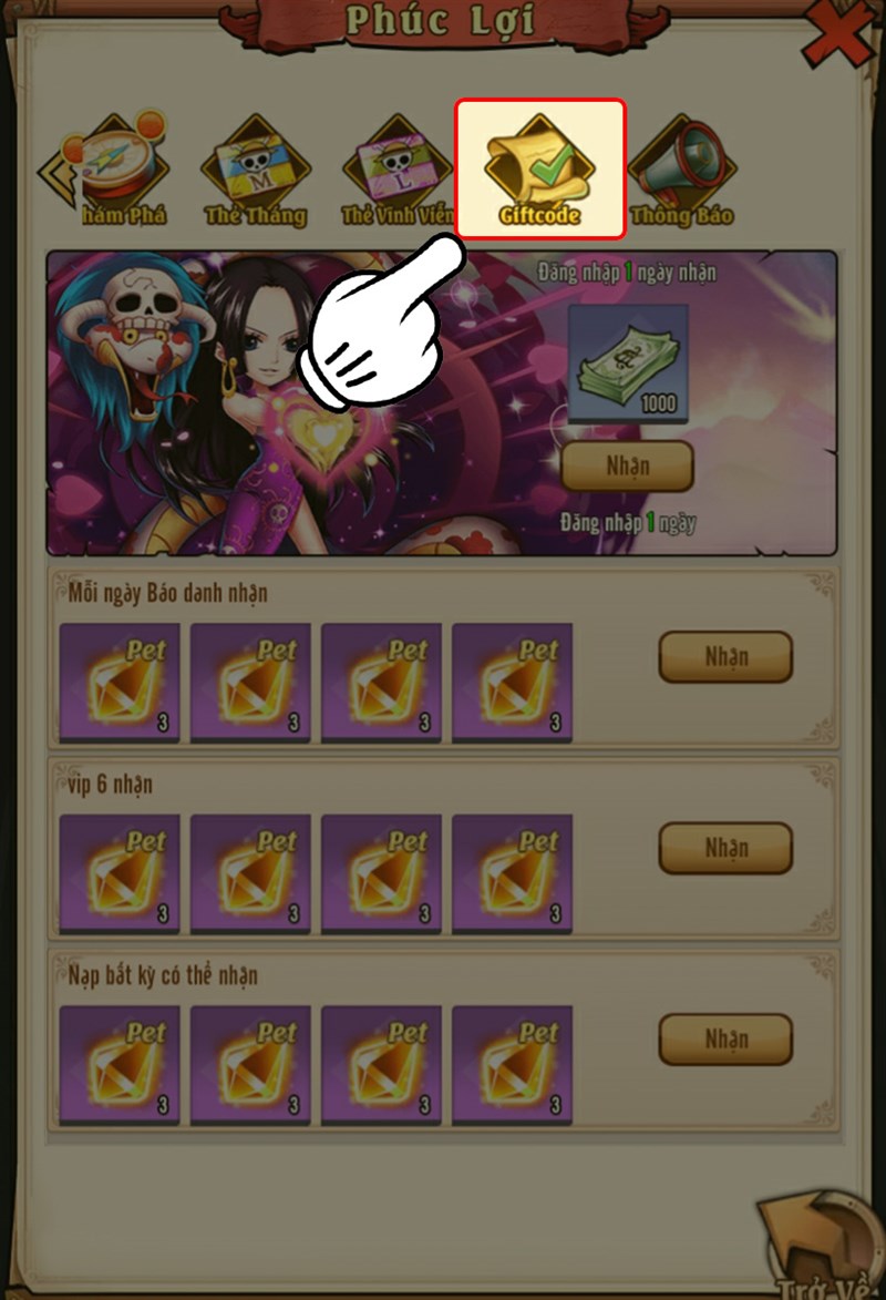 Chọn Giftcode