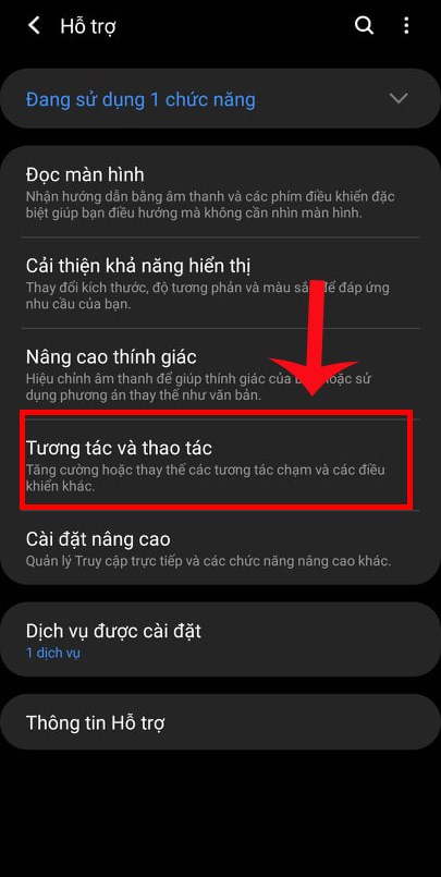 Chọn Tương tác và thao tác 