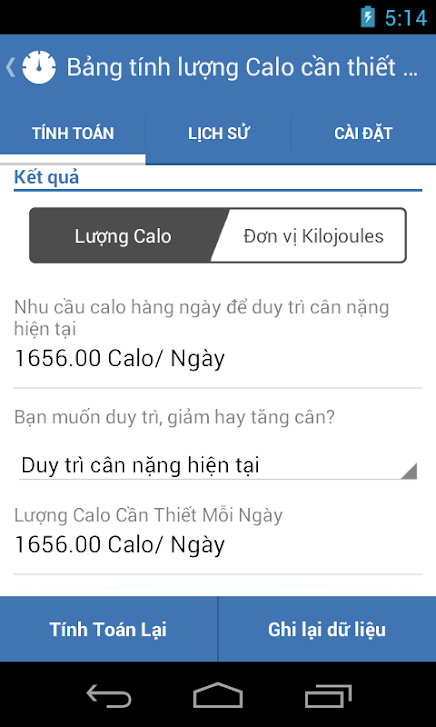 Cân nặng theo dõi lượng calo