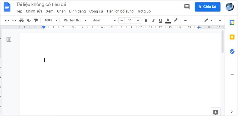 Giao diện trực tuyến của Google Docs