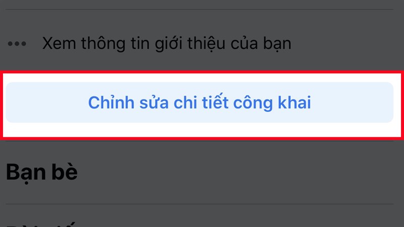 Hoặc nhấn vào Chỉnh sửa chi tiết công khai