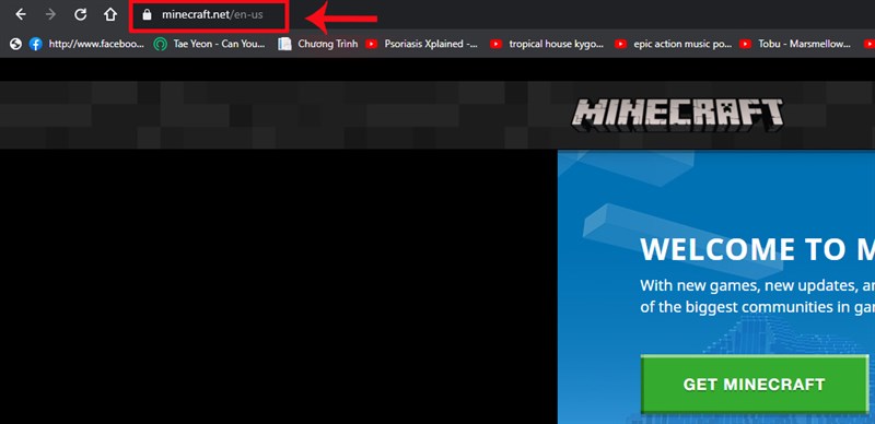 Truy cập vào trang web Minecraft
