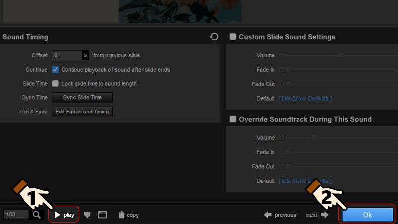 Nhấn chọn Play để xem lại > Nhấn chọn OK để lưu lại chỉnh sửa