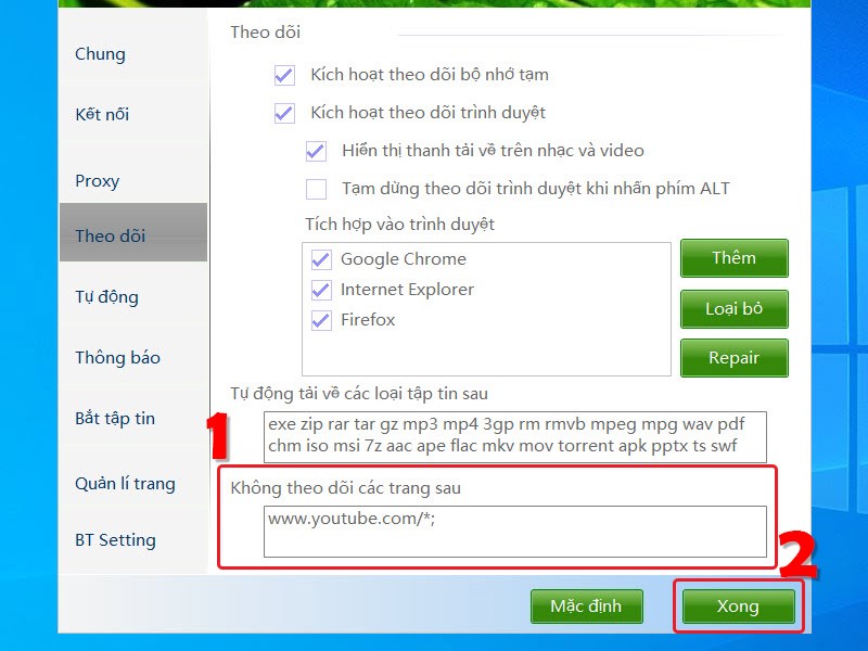 Tick chọn kh&ocirc;ng theo d&otilde;i trang web