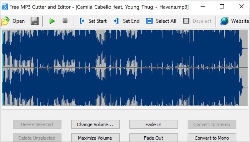 Giao diện phần mềm Free MP3 Cutter And Editor