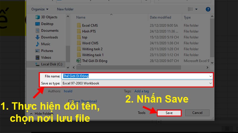 Cửa sổ Save As hiện lên > Bạn thực hiện chọn nơi lưu, đổi tên > Nhấn Save