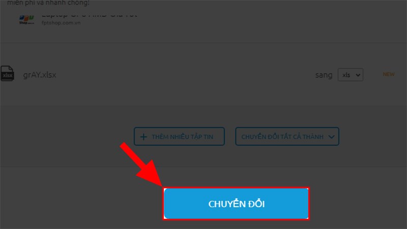 Nhấn Chuyển đổi