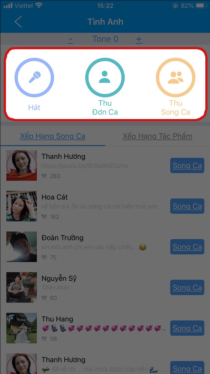 Sau chọn b&agrave;i h&aacute;t bạn muốn tại giao diện b&agrave;i h&aacute;t sẽ hiển thị 3 mục m&agrave; bạn sử dụng&nbsp;
