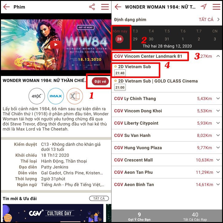 Chọn rạp v&agrave; suất chiếu m&agrave; muốn xem