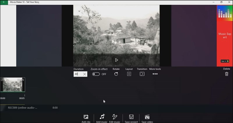 Giao diện phần mềm Movie Maker 10