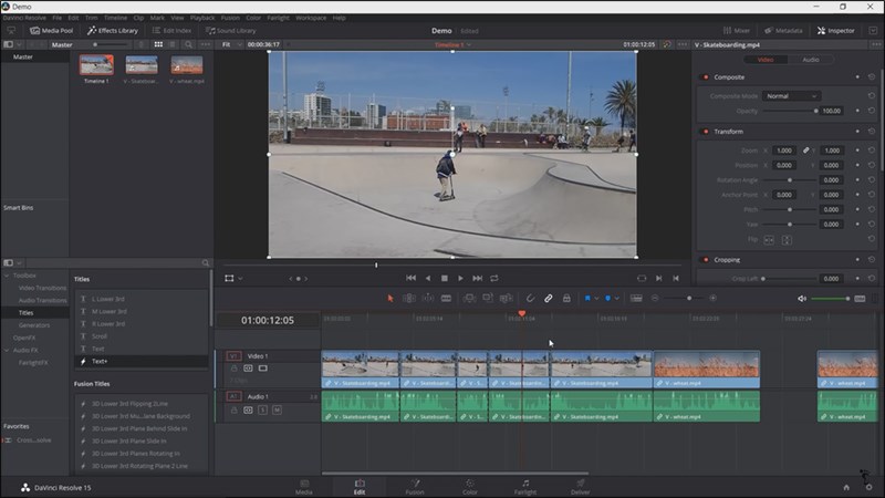 Giao diện phần mềm DaVinci Resolve