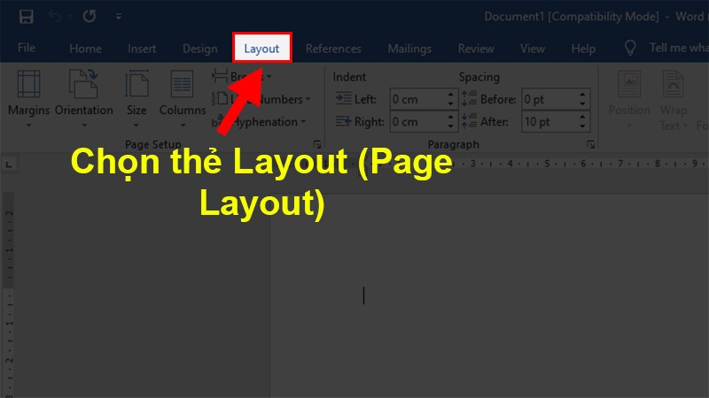 Mở file Word bạn muốn in > Chọn thẻ Layout (Page Layout)