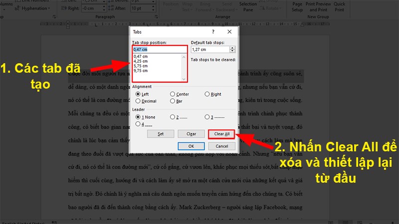 Nhấn vào Clear All > Nhấn OK