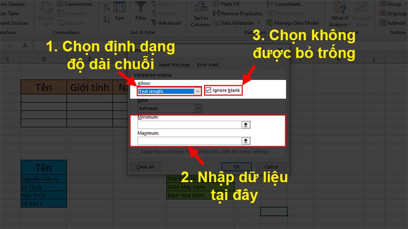 Text Length: Độ dài chuỗi