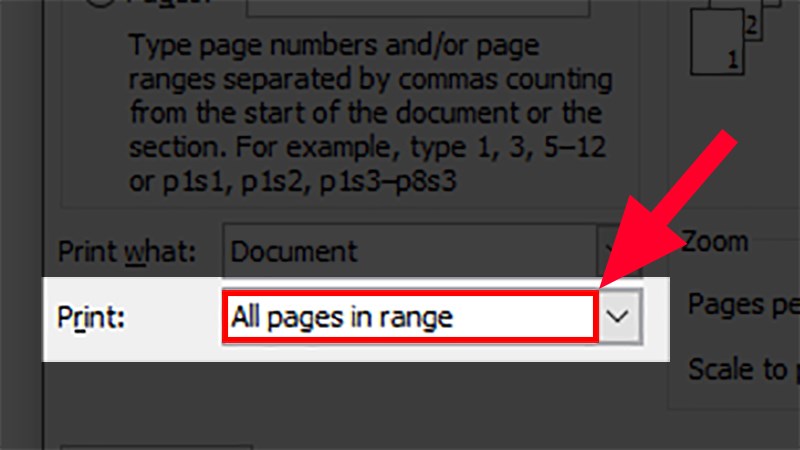 Ở phần Print&nbsp;> Nhấn vào All pages in range