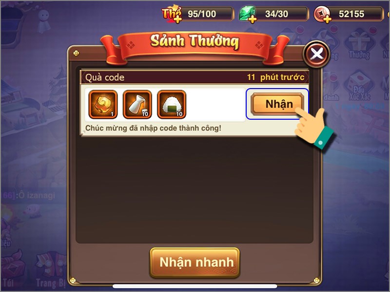 Nhận quà trong game