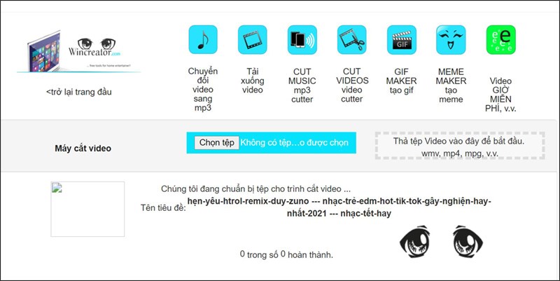 Giao diện trực tuyến của Wincreator